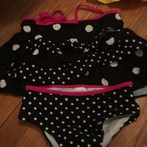Ruffle black and white polka dot bikini 5T
